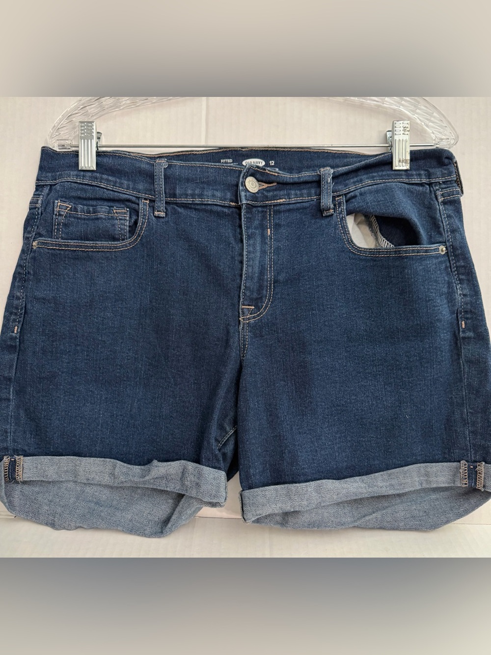 Old Navy Dark Blue Denim Roll-Cuff Shorts